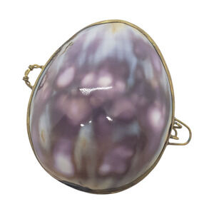 Vintage Handmade Cowrie Sea Shell Hinged Snuff Trinket Ring Stash Box Locket